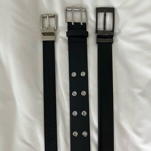 DKNY Black Belt Trio with Silver and Black Buckles (Bundle)